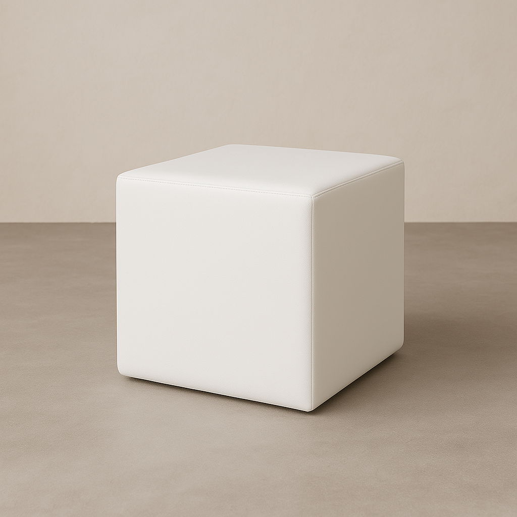 Pouf blanc en cuir
